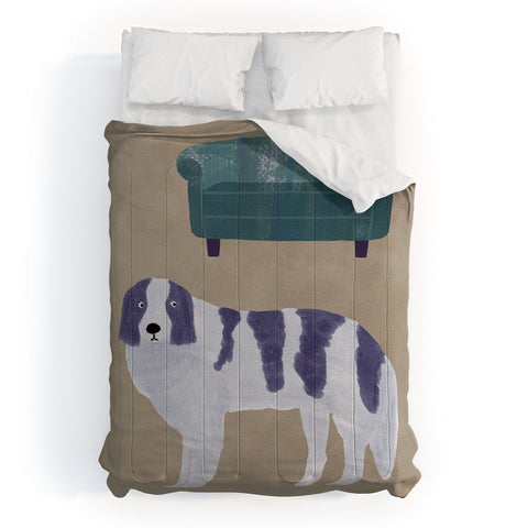 norarikka Dog and a Sofa Purple and Beige Comforter