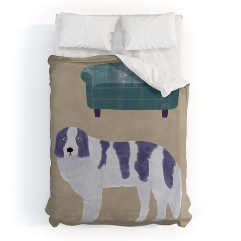 norarikka Dog and a Sofa Purple and Beige Duvet Cover