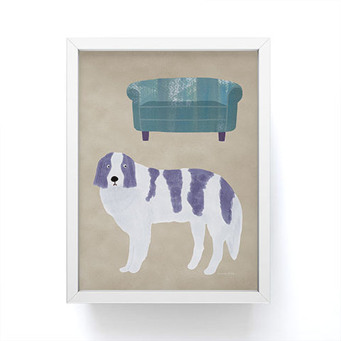 norarikka Dog and a Sofa Purple and Beige Framed Mini Art Print