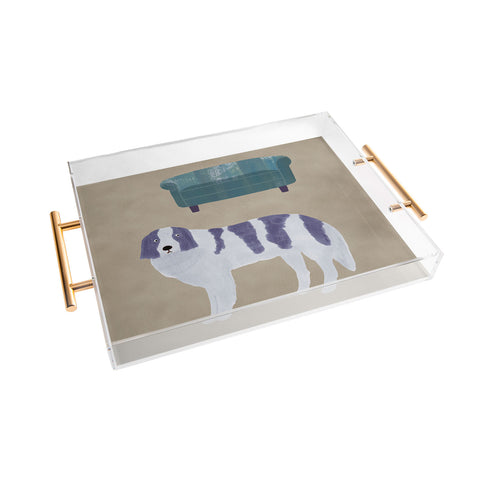 norarikka Dog and a Sofa Purple and Beige Acrylic Tray