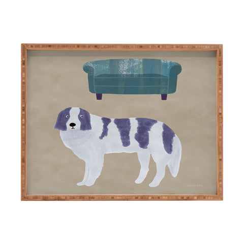 norarikka Dog and a Sofa Purple and Beige Rectangular Tray