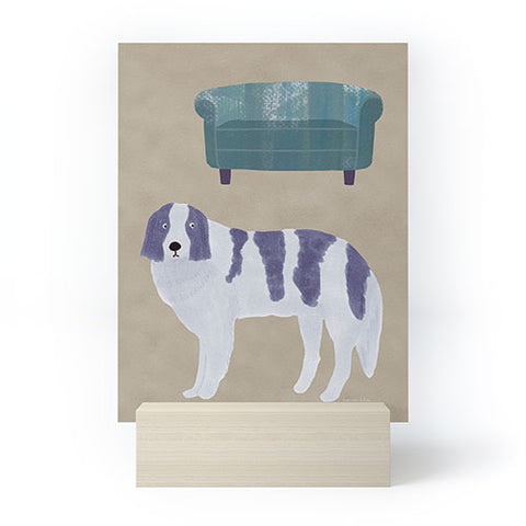 norarikka Dog and a Sofa Purple and Beige Mini Art Print