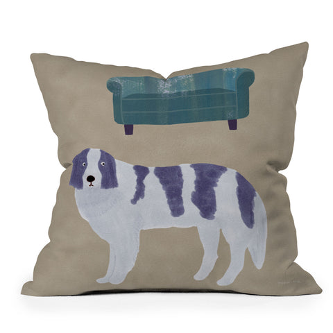 norarikka Dog and a Sofa Purple and Beige Throw Pillow
