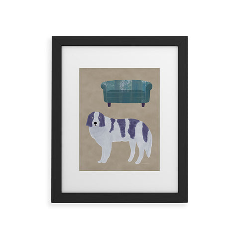 norarikka Dog and a Sofa Purple and Beige Framed Art Print