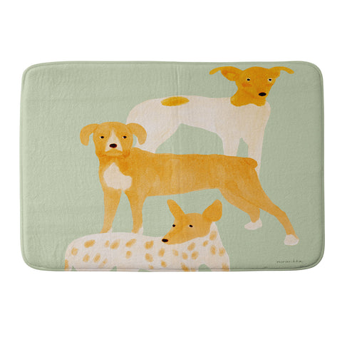 norarikka Three Dogs Lined Up Memory Foam Bath Mat