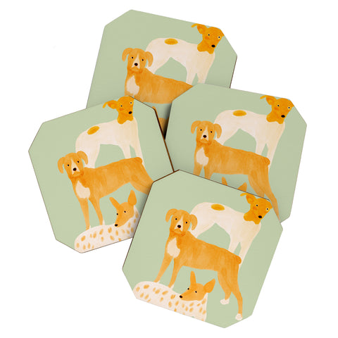 norarikka Three Dogs Lined Up Coaster Set