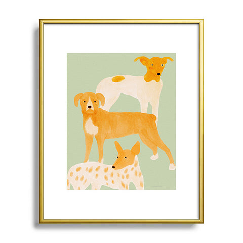 norarikka Three Dogs Lined Up Metal Framed Art Print