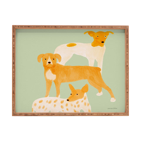 norarikka Three Dogs Lined Up Rectangular Tray