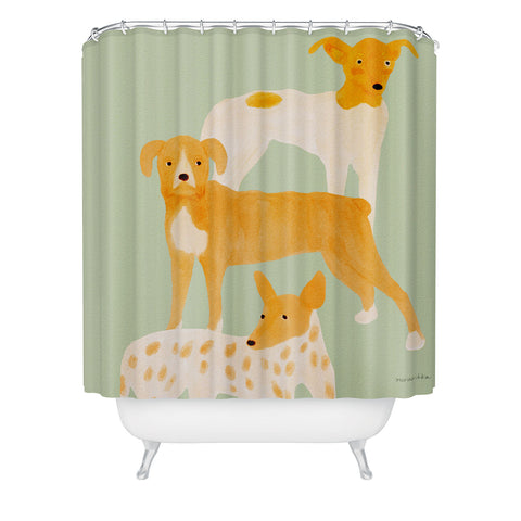 norarikka Three Dogs Lined Up Shower Curtain