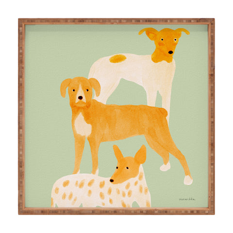 norarikka Three Dogs Lined Up Square Tray