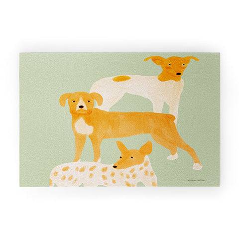 norarikka Three Dogs Lined Up Welcome Mat