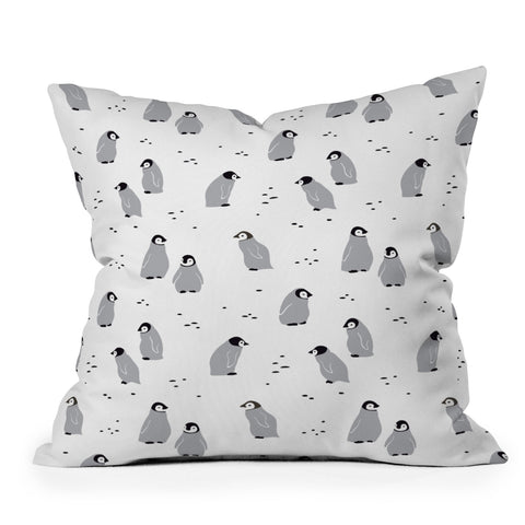 Noristudio Baby Emperor Penguins Outdoor Throw Pillow