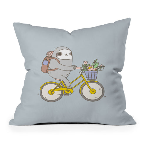 Noristudio Biking Sloth Outdoor Throw Pillow