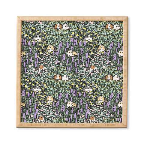 Noristudio Guinea pigs and herbs pattern Framed Wall Art