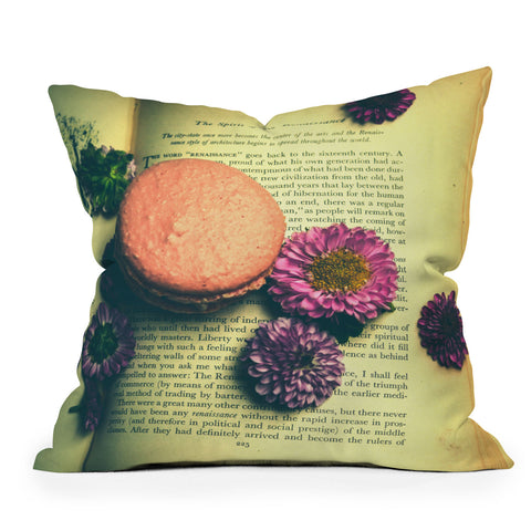 Olivia St Claire Flowers on a Page Outdoor Throw Pillow