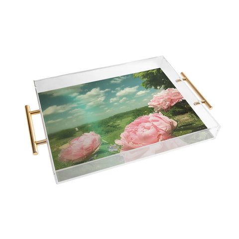 Olivia St Claire Pink Peony Acrylic Tray