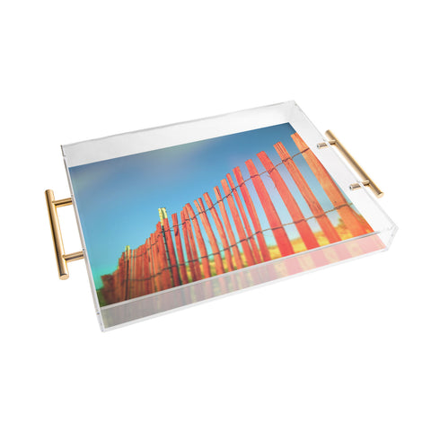 Olivia St Claire Red Beach Fence Acrylic Tray