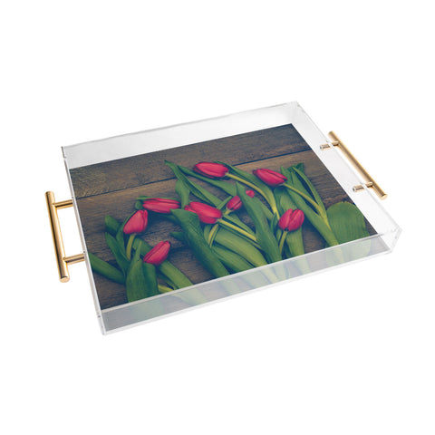 Olivia St Claire Red Tulips Acrylic Tray