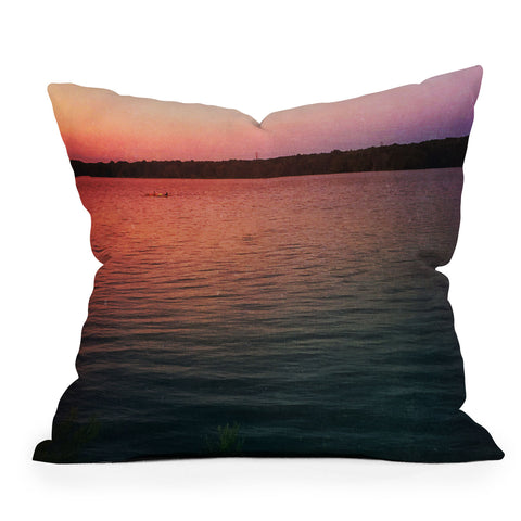 Olivia St Claire Sunset on the Lake Outdoor Throw Pillow