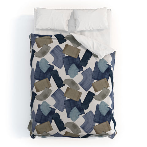 Orara Studio Blue And Brown Paint Blocks Duvet Cover