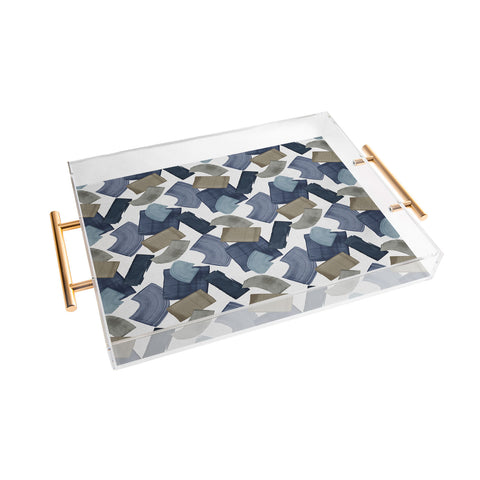 Orara Studio Blue And Brown Paint Blocks Acrylic Tray