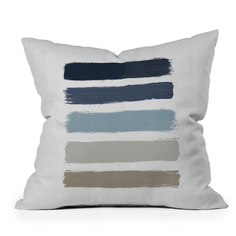 Orara Studio Blue and Taupe Stripes Outdoor Throw Pillow