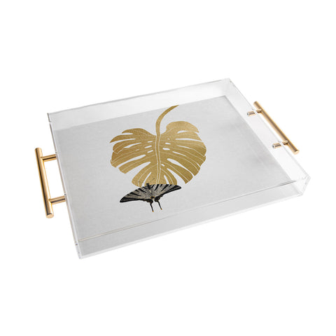 Orara Studio Butterfly and Monstera Leaf Acrylic Tray