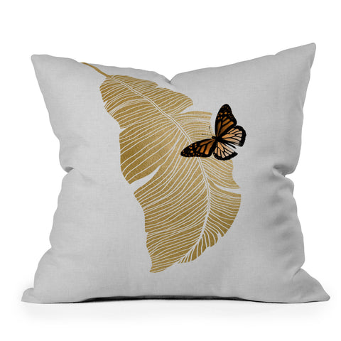 Orara Studio Butterfly and Palm Leaf Outdoor Throw Pillow