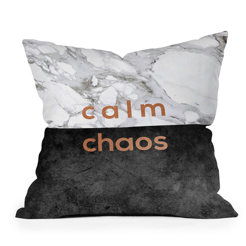 Orara Studio Calm Chaos Marble Quote Outdoor Throw Pillow