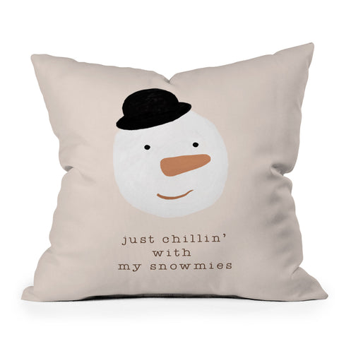 Orara Studio Chilling With My Snowmies Outdoor Throw Pillow