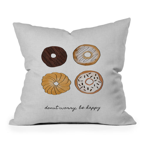 Orara Studio Donut Worry Outdoor Throw Pillow