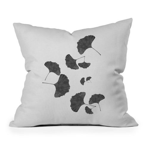 Orara Studio Ginkgo Leaf Black and White I Outdoor Throw Pillow