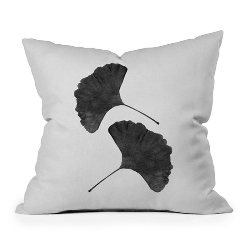 Orara Studio Ginkgo Leaf Black and White II Outdoor Throw Pillow