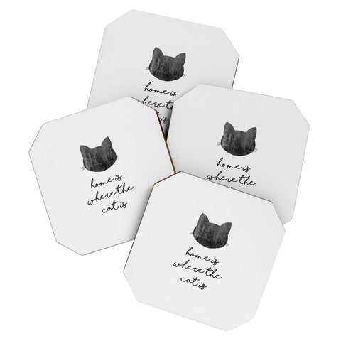Orara Studio Home Is Where The Cat Is Coaster Set