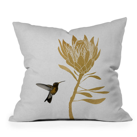Orara Studio Hummingbird and Flower I Outdoor Throw Pillow