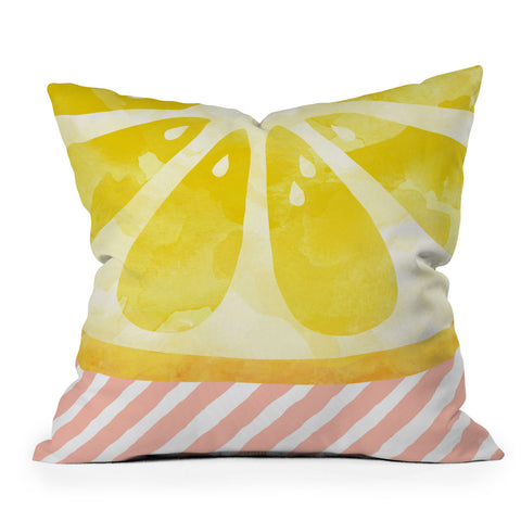 Orara Studio Lemon Fruit Painting Outdoor Throw Pillow