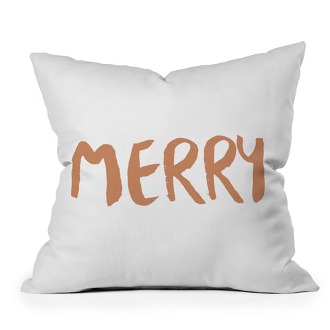 Orara Studio Merry Seasonal Typography Outdoor Throw Pillow