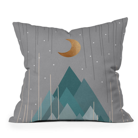 Orara Studio Moon And Mountains Outdoor Throw Pillow