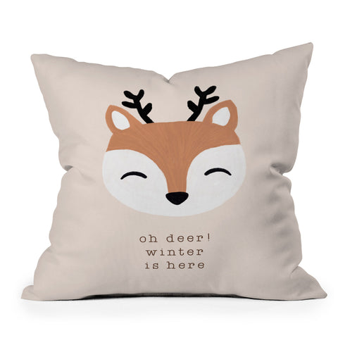 Orara Studio Oh Deer Winter Is Here I Outdoor Throw Pillow