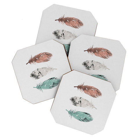 Orara Studio Pastel Feathers Coaster Set