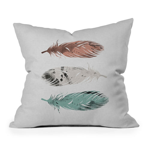 Orara Studio Pastel Feathers Outdoor Throw Pillow