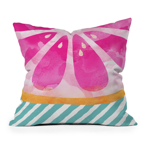 Orara Studio Pink Grapefruit Abstract Outdoor Throw Pillow