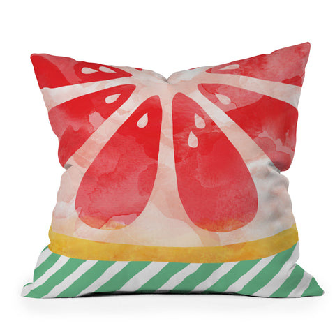 Orara Studio Red Grapefruit Abstract Outdoor Throw Pillow