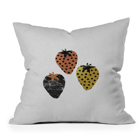 Orara Studio Scandi Strawberries Outdoor Throw Pillow