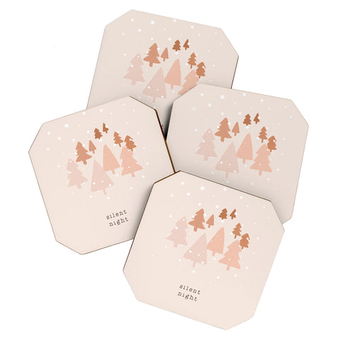 Orara Studio Silent Night Typography Coaster Set