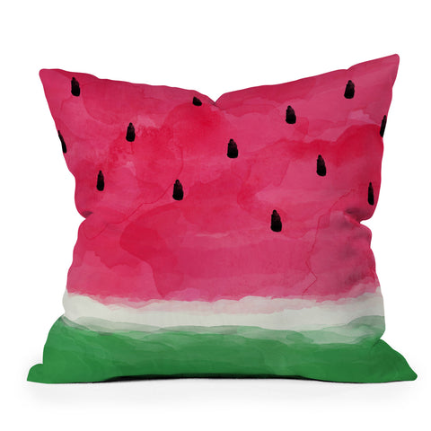 Orara Studio Watermelon Watercolor Outdoor Throw Pillow