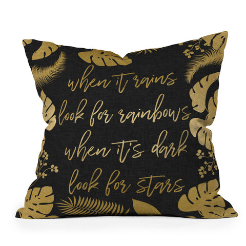 Orara Studio When It Rains Inspiring Quote Outdoor Throw Pillow