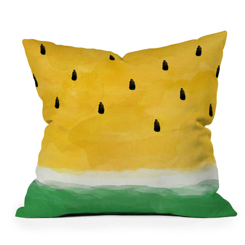Orara Studio Yellow Watermelon Painting Outdoor Throw Pillow