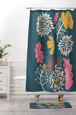 Oris Eddu Floral Flare Shower Curtain And Mat
