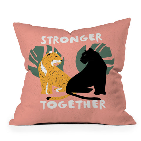 Oris Eddu Stronger Together Pink Outdoor Throw Pillow